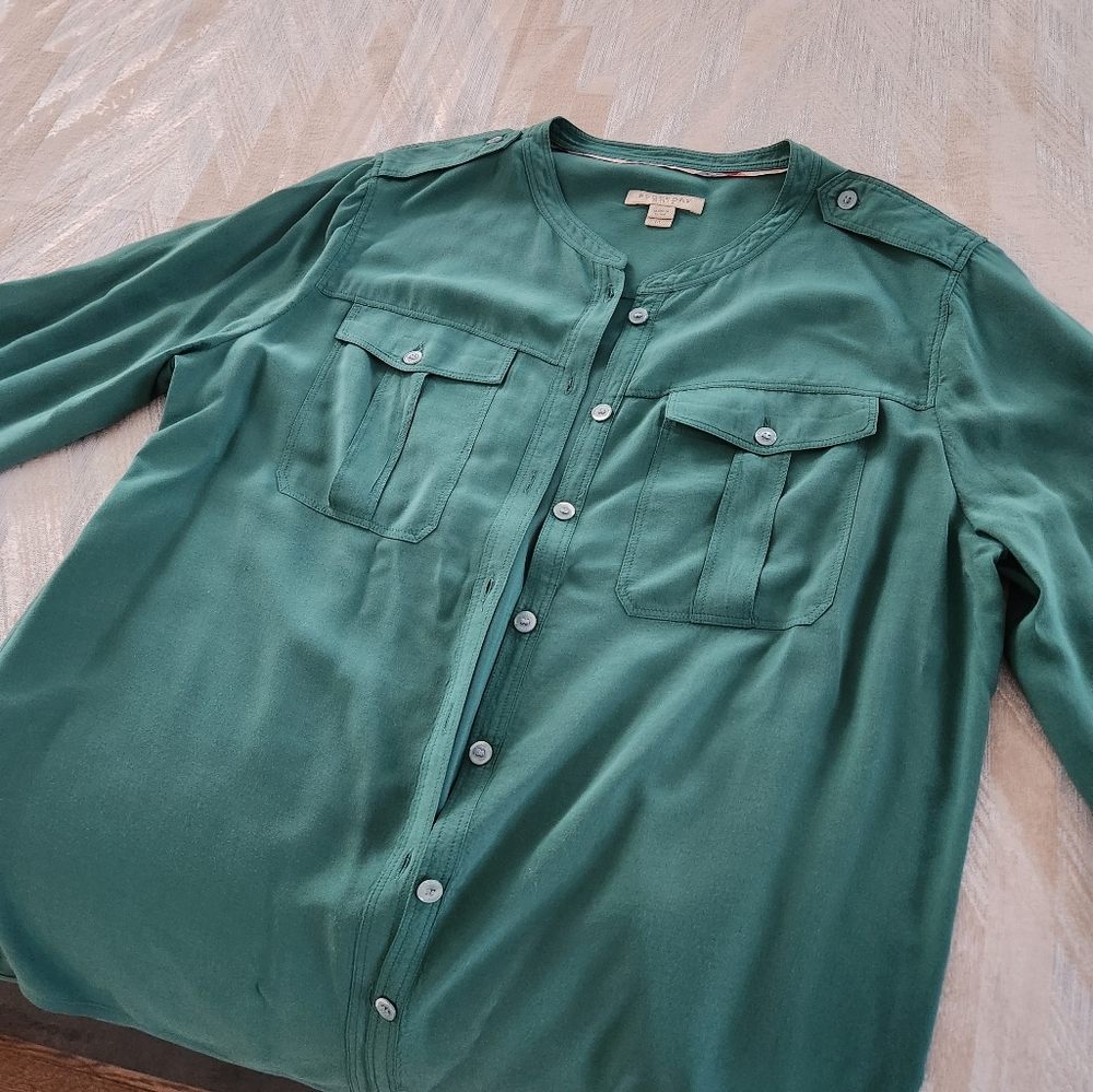 Green Button-Up Blouse